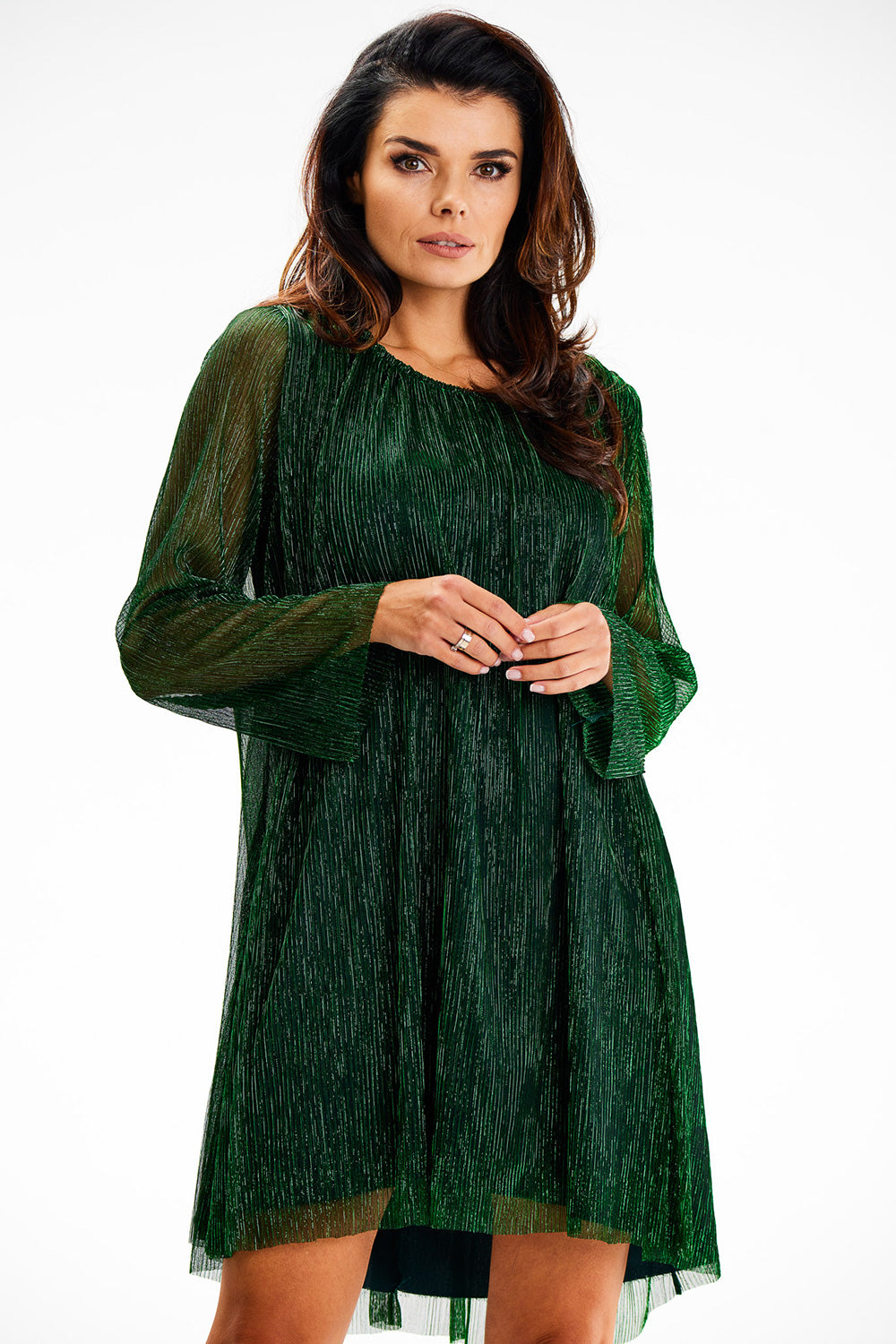 Awama Green Satin Evening Dress - view 3