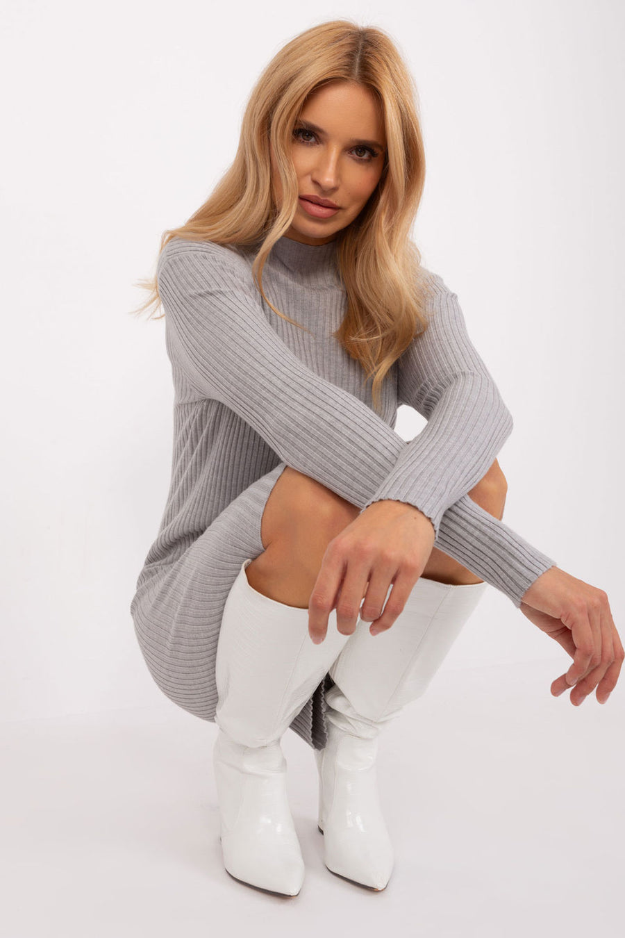 Factory Price Grey Bodycon Long Sleeve Dress
