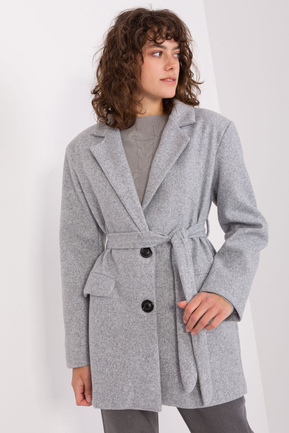 Och Bella Grey Long Sleeve Coat