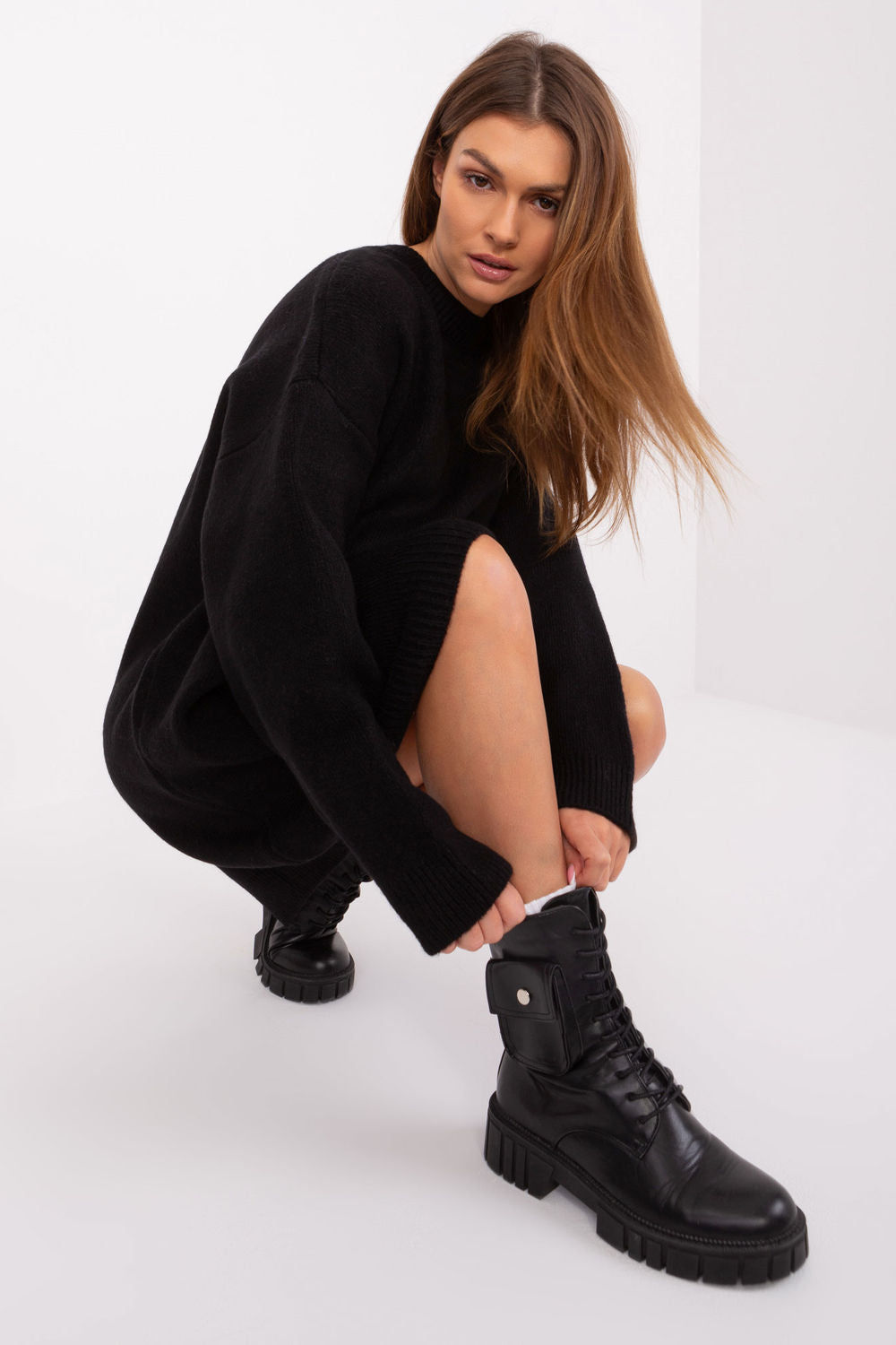 Rue Paris Black Mini Long Sleeve Dress - view 2