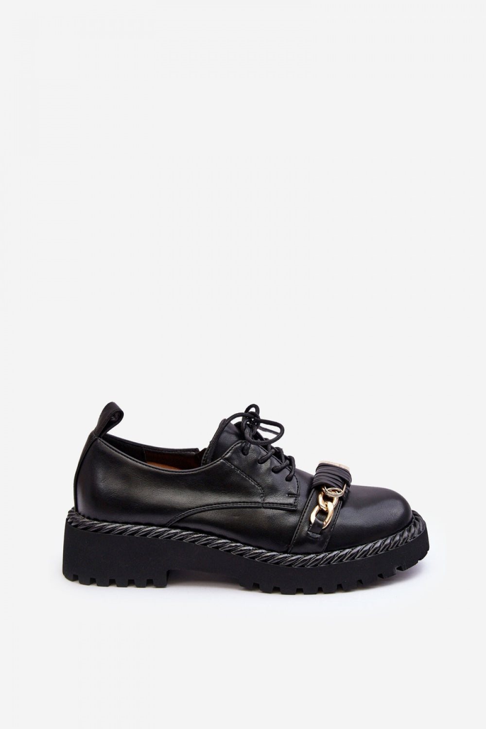 Step In Style Black Faux Leather Platform Lace Up Shoes - view 3