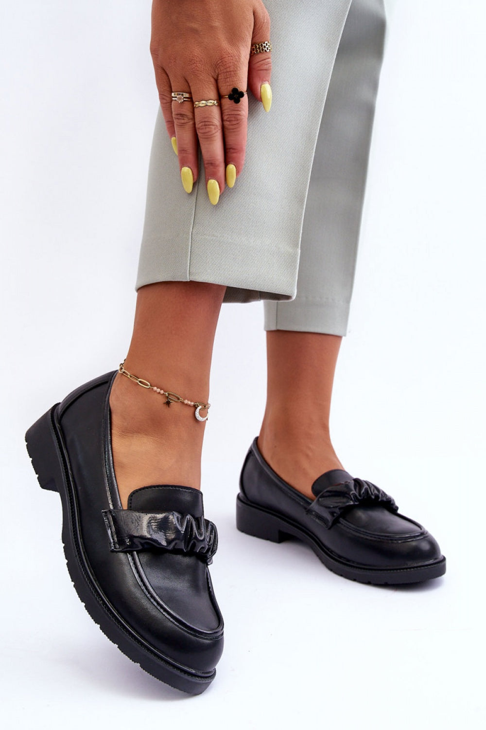 Step In Style Black Faux Leather Platform Shoes