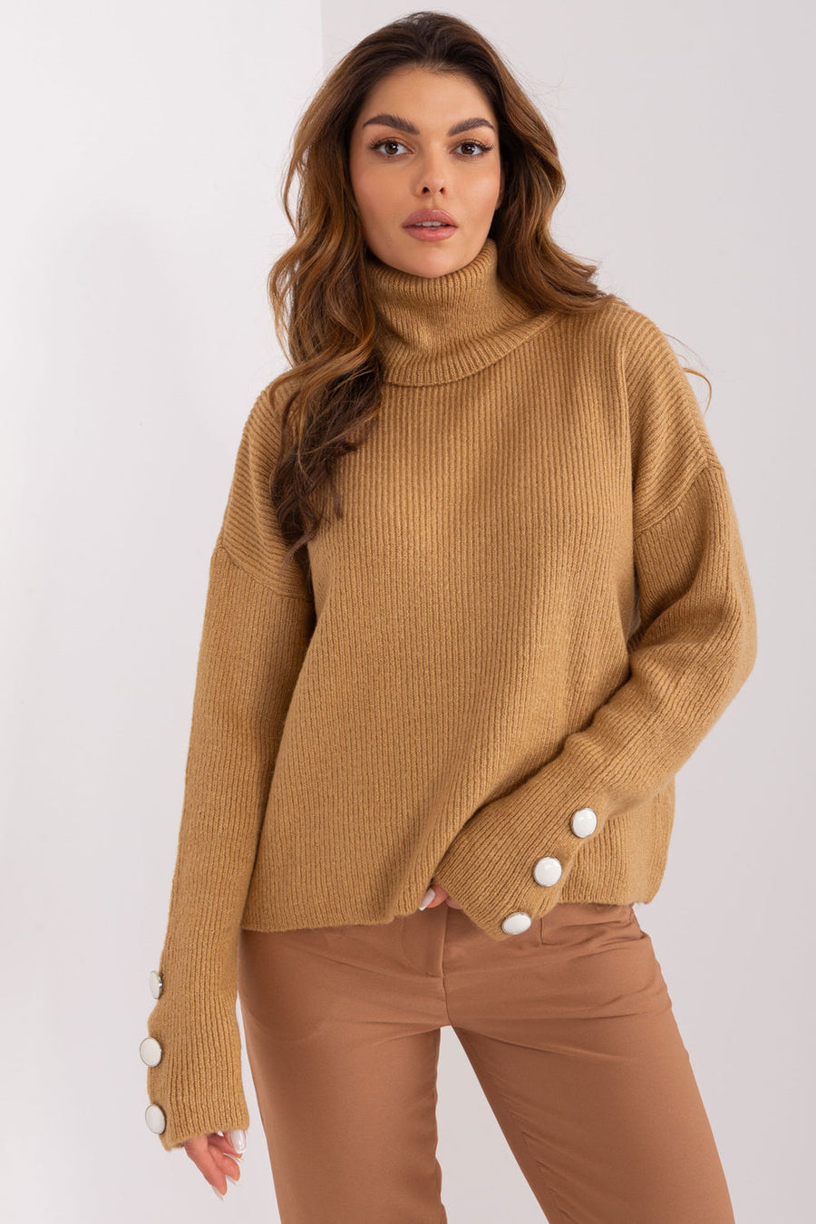 Badu Camel Long Sleeve Roll Neck Jumper