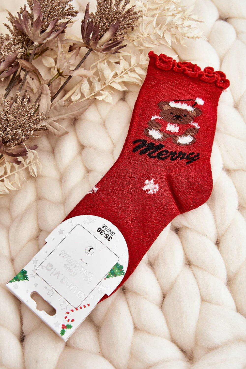 Step In Style Red Cotton Socks - view 2
