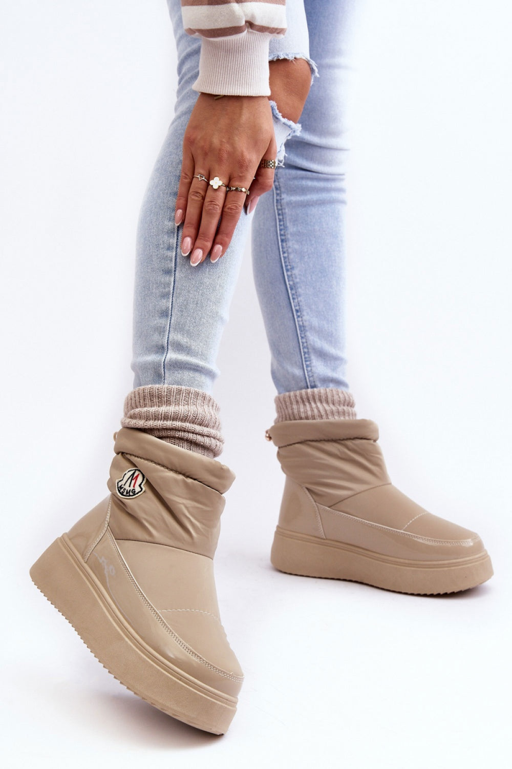 Step In Style Gattea Beige Faux Leather Platform Snow Boots - view 2