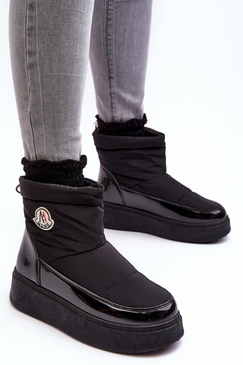 Step In Style Gattea Black Faux Leather Platform Snow Boots - view 2