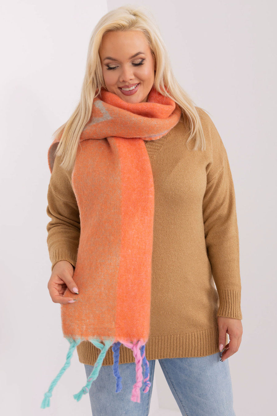 AT Orange Striped Shawl