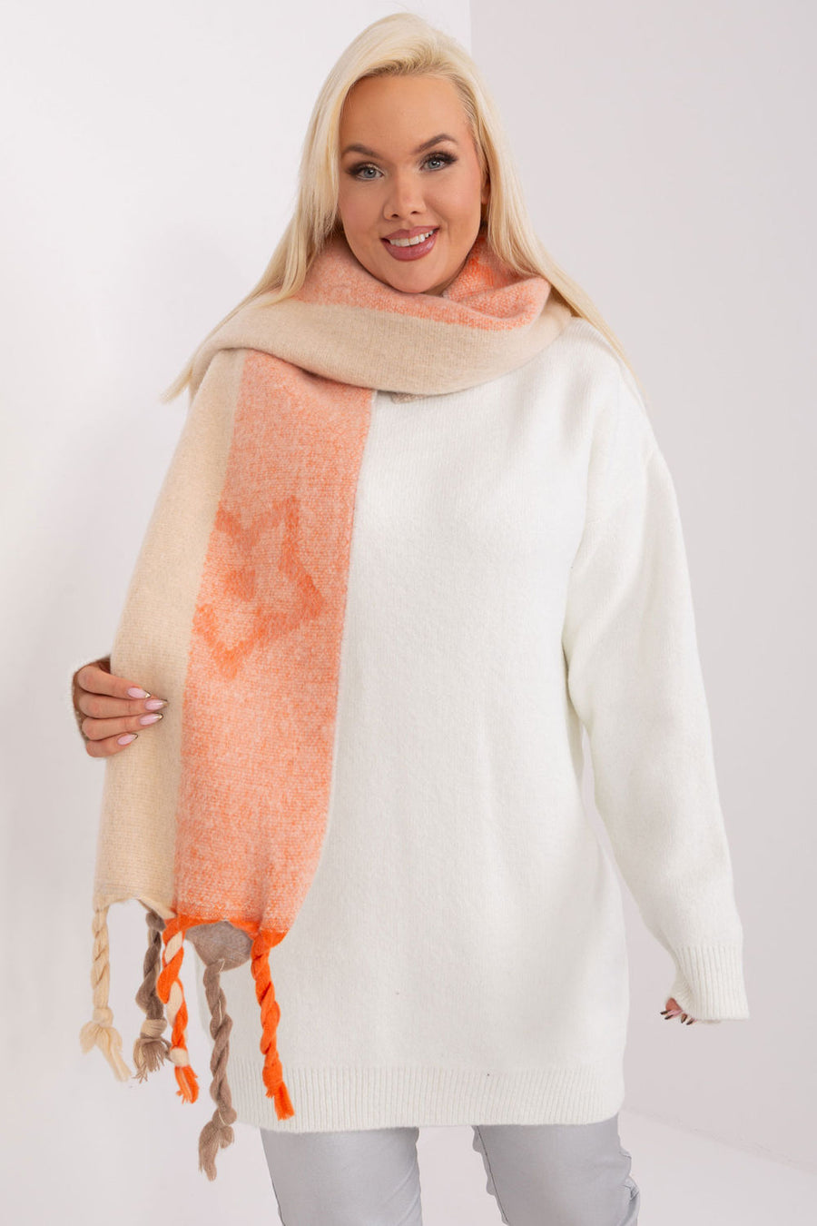 AT Light Grey Striped Shawl