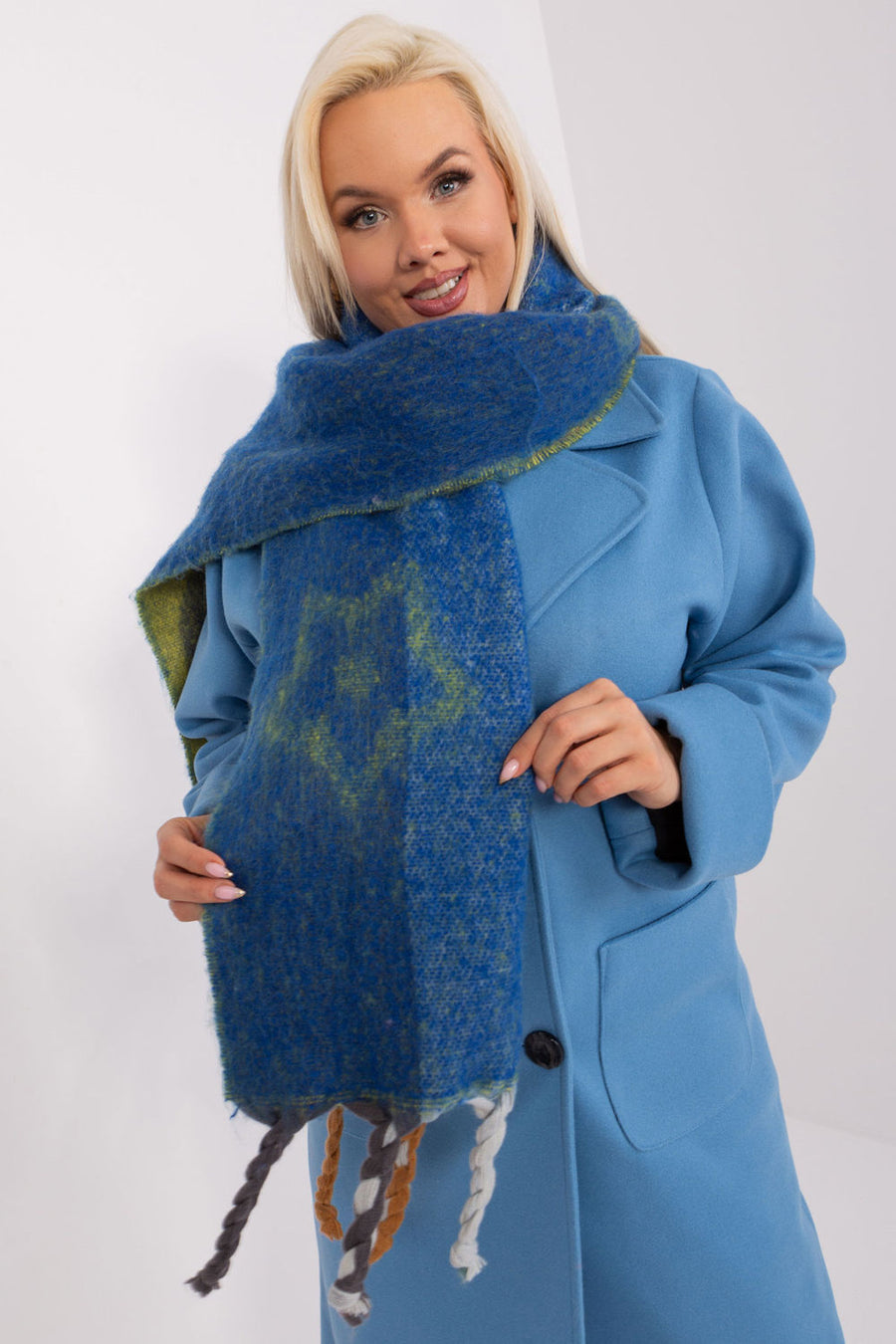 AT Dark Blue Striped Shawl