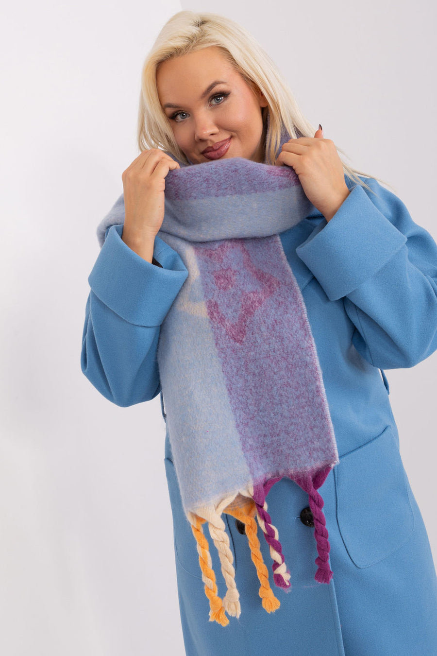 AT Light Blue Striped Shawl