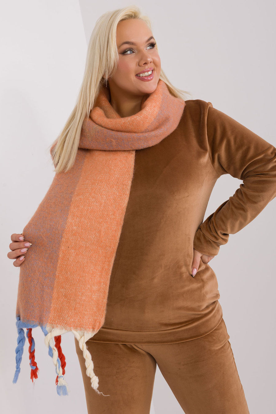 AT Light Orange Striped Shawl