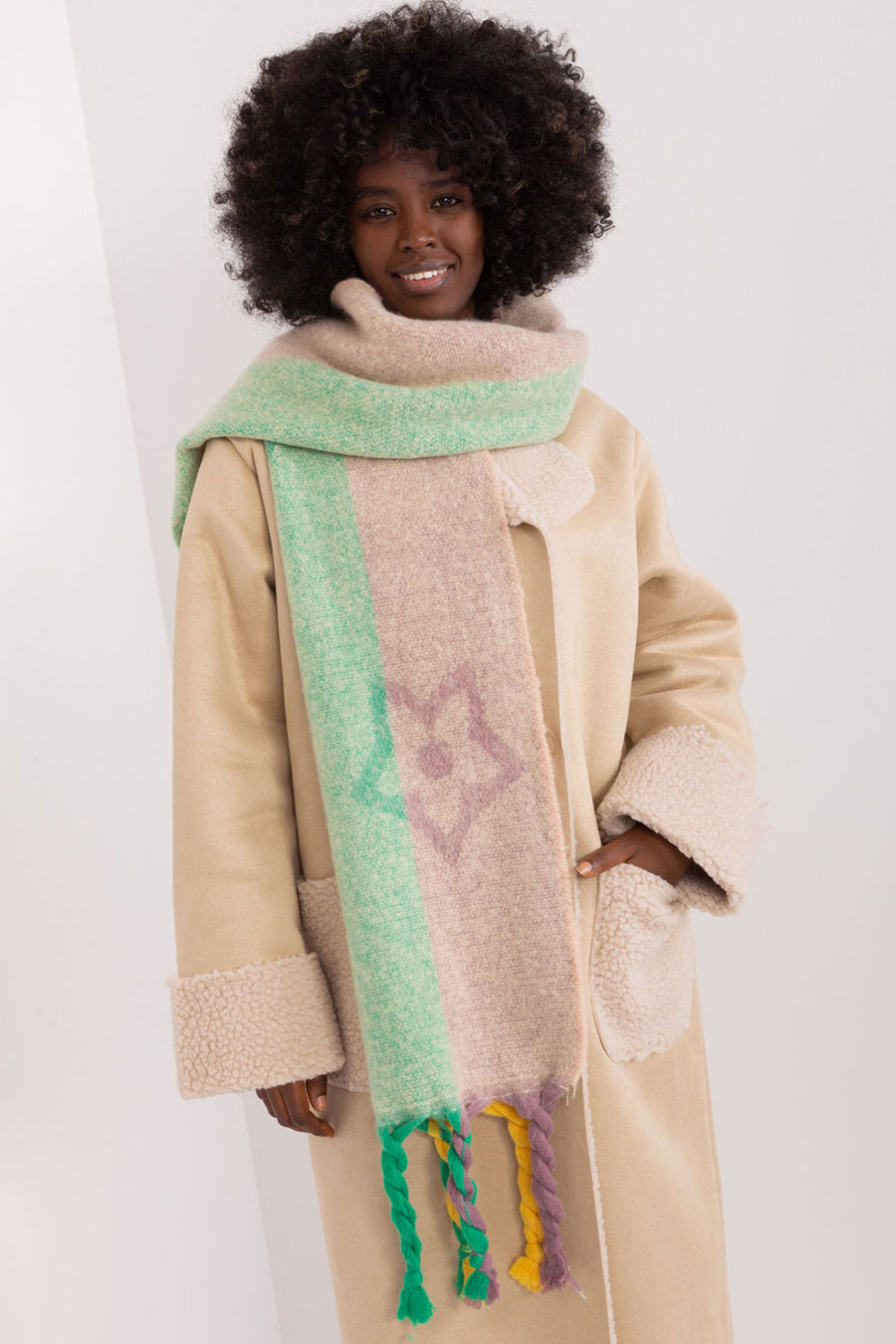 AT Beige Striped Shawl