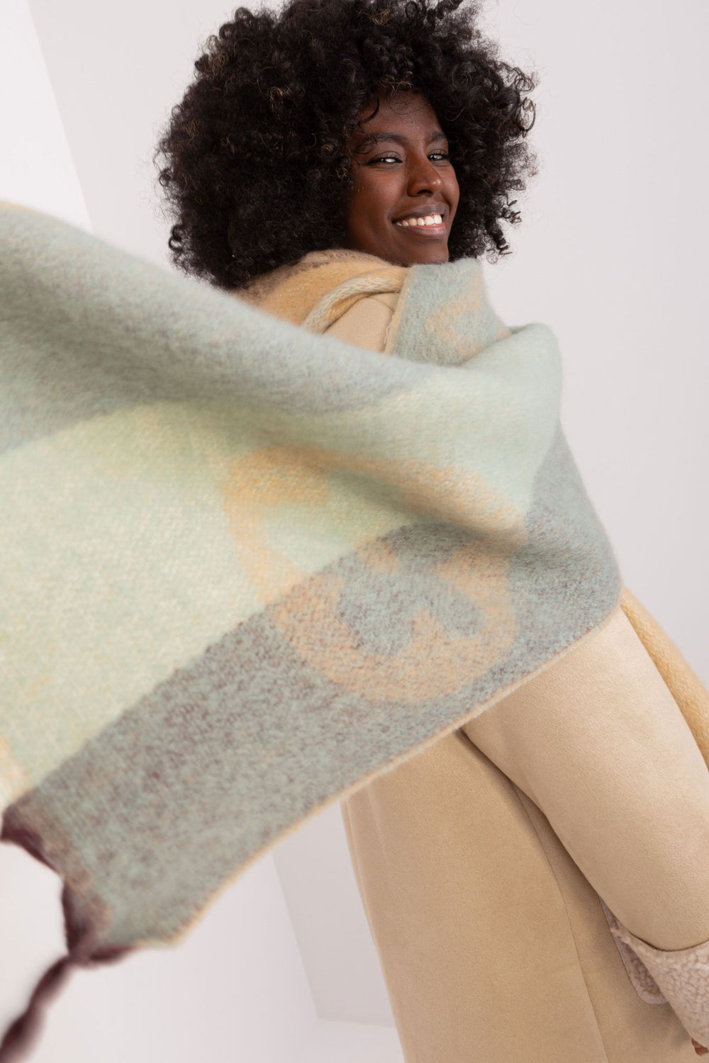 AT Mint Striped Shawl - view 4