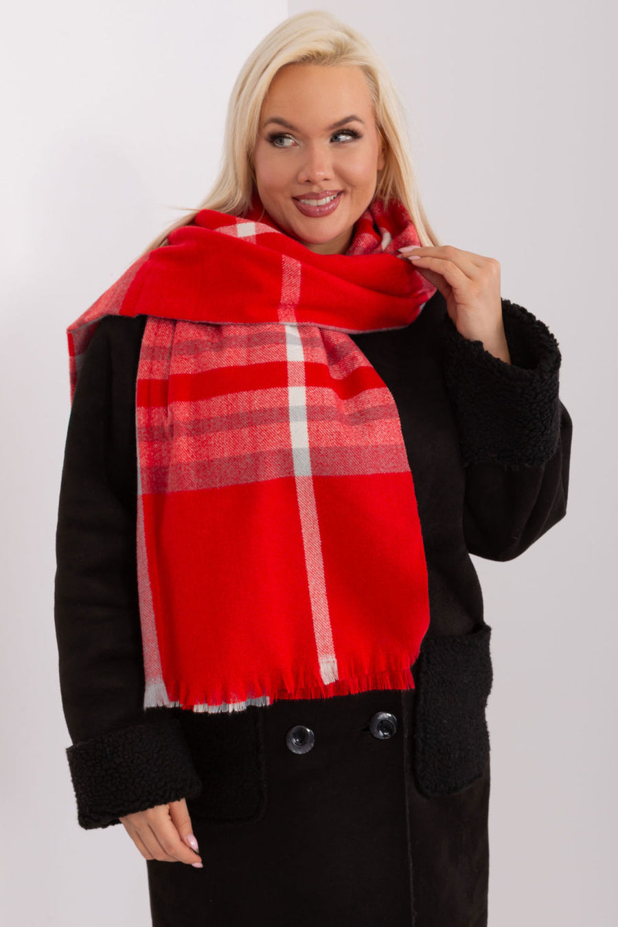 AT Red Loose Fit Polyester Shawl