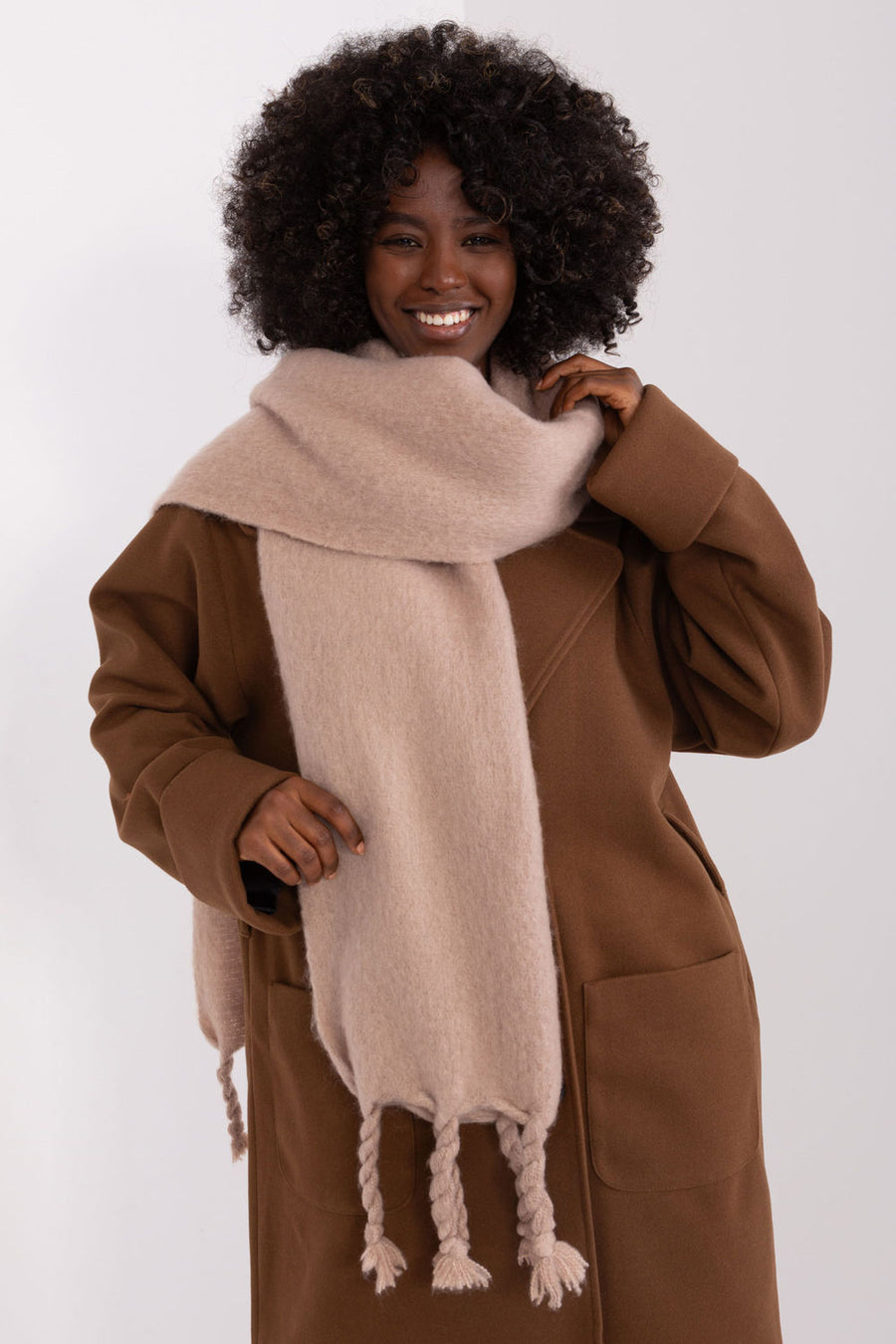 AT Dark Beige Loose Fit Shawl