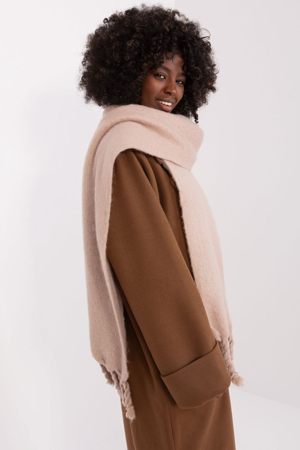 AT Dark Beige Loose Fit Shawl - view 2