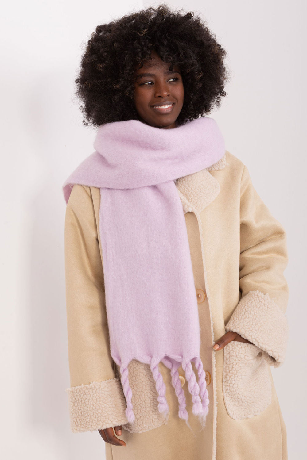 AT Light Violet Loose Fit Shawl