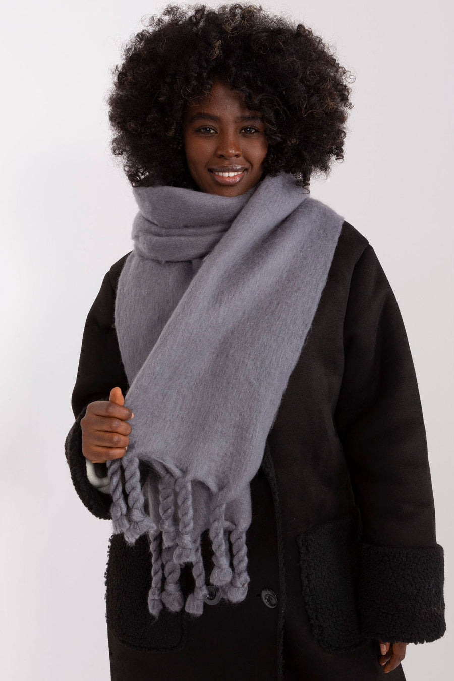 AT Dark Grey Loose Fit Shawl