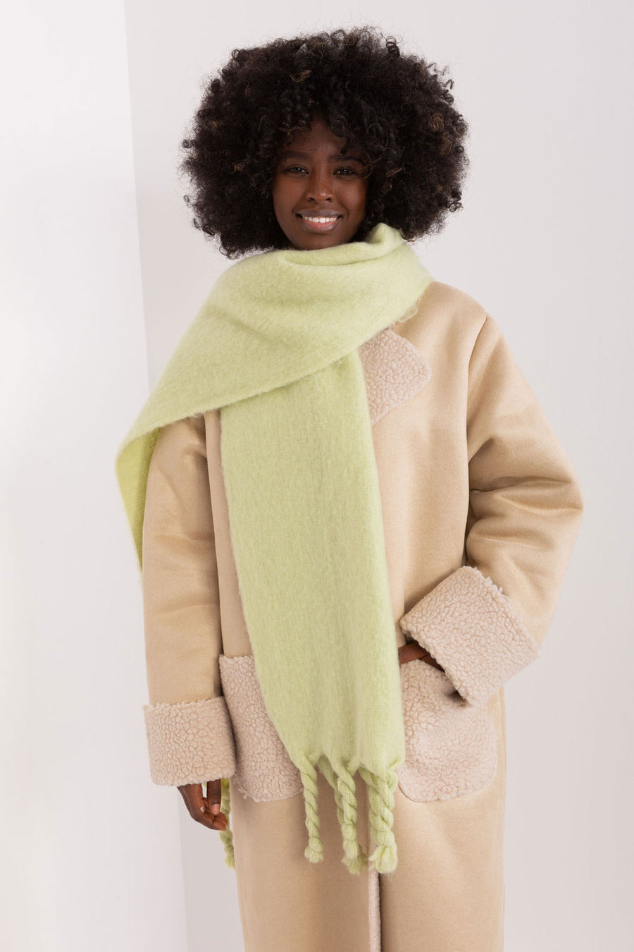 AT Light Green Loose Fit Shawl