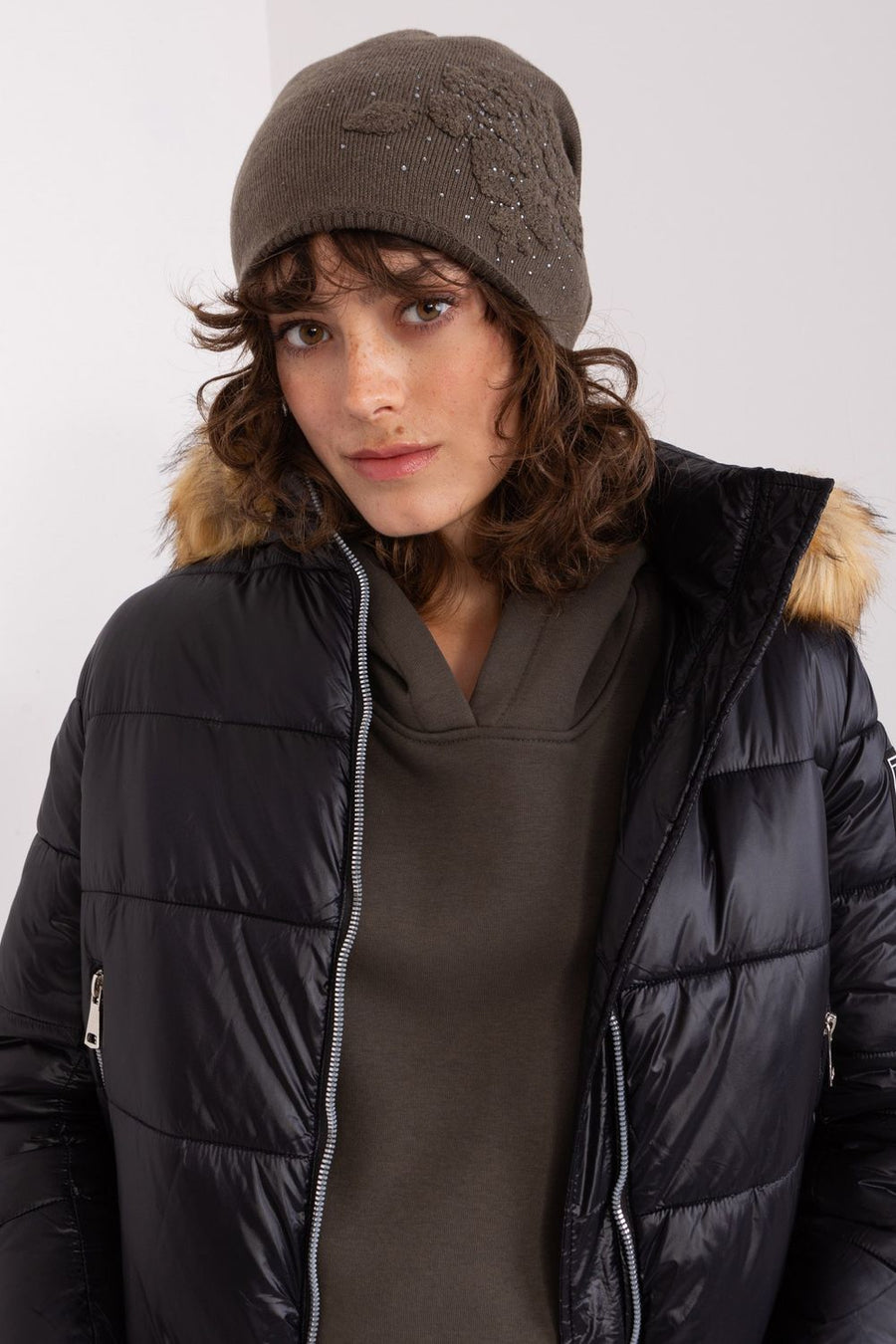 AT Dark Khaki Acrylic Beanie Hat