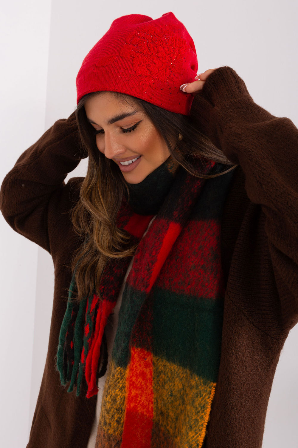 AT Red Acrylic Beanie Hat - view 2