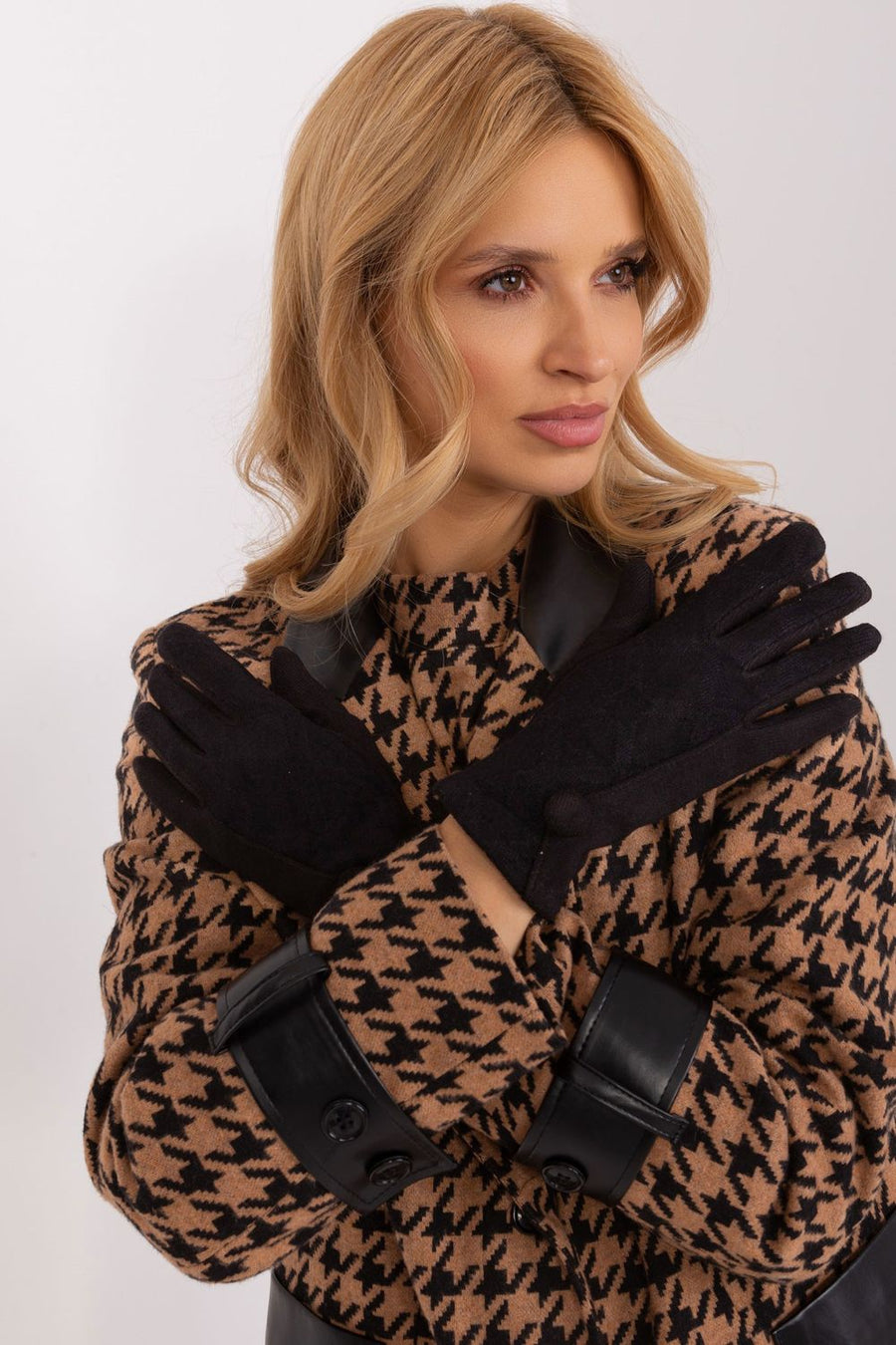AT Black Cotton Gloves with Buttons