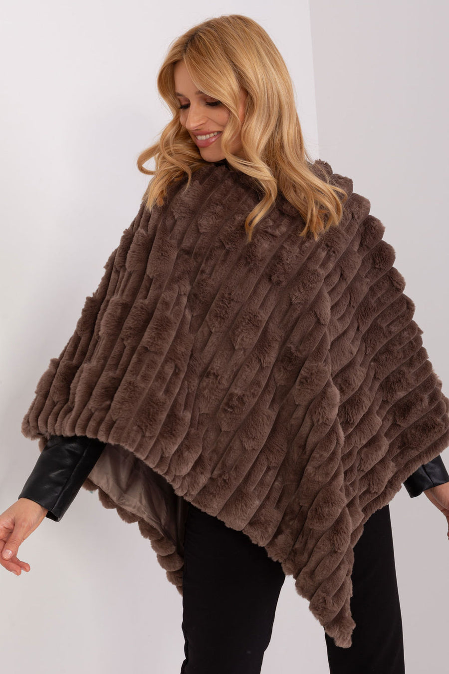 AT Brown Round Neck Poncho