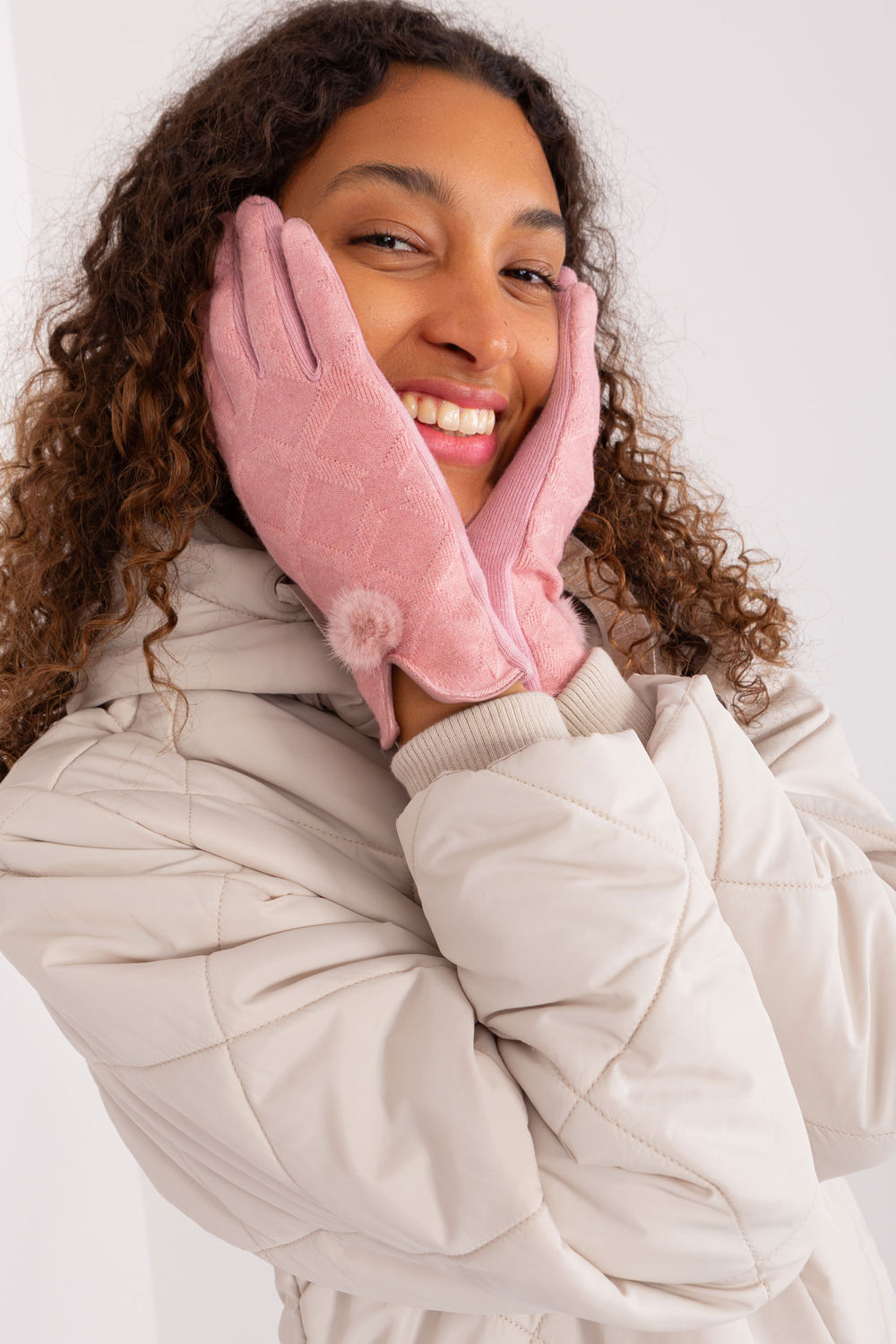 AT Light Pink Cotton Gloves with Embroidery - view 2