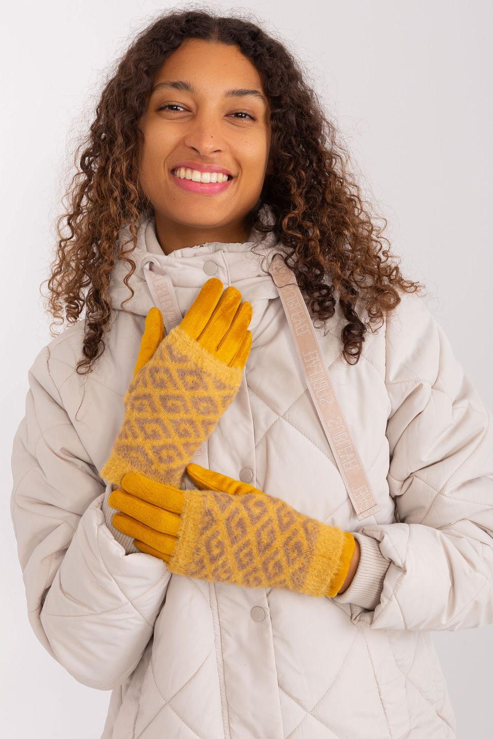 AT Dark Yellow Knitted Gloves - view 2