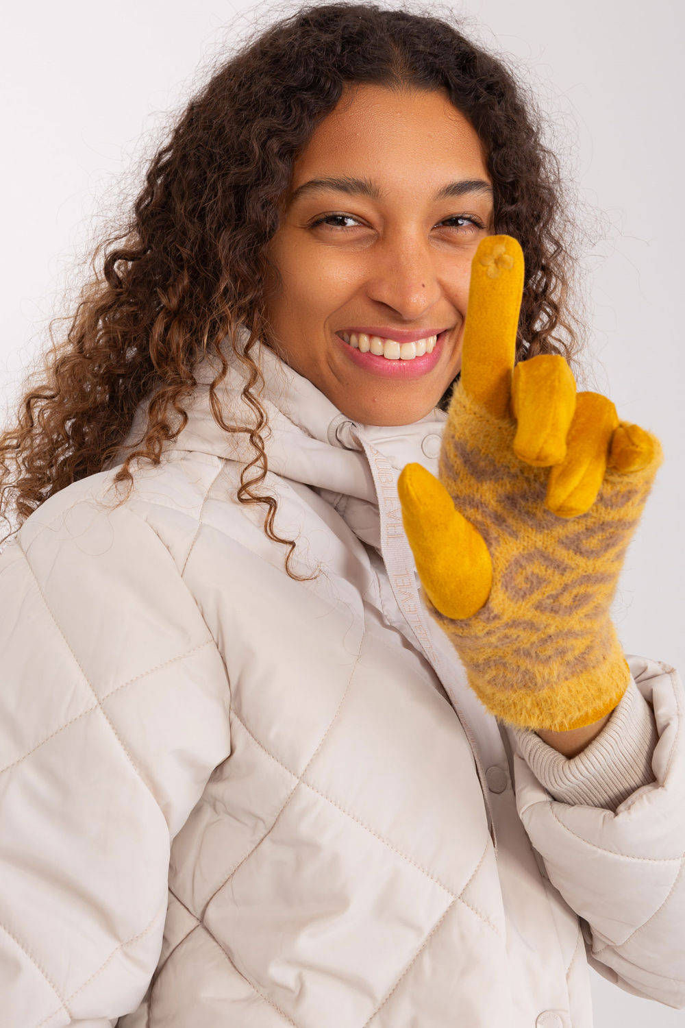 AT Dark Yellow Knitted Gloves - view 3