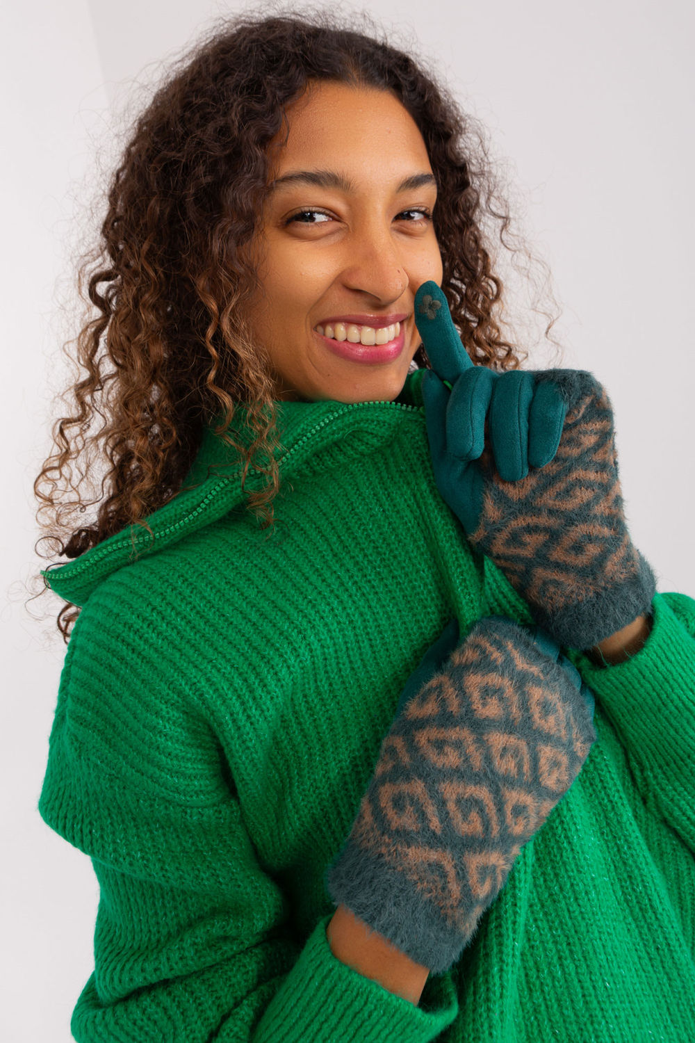 AT Teal Knitted Gloves - view 3