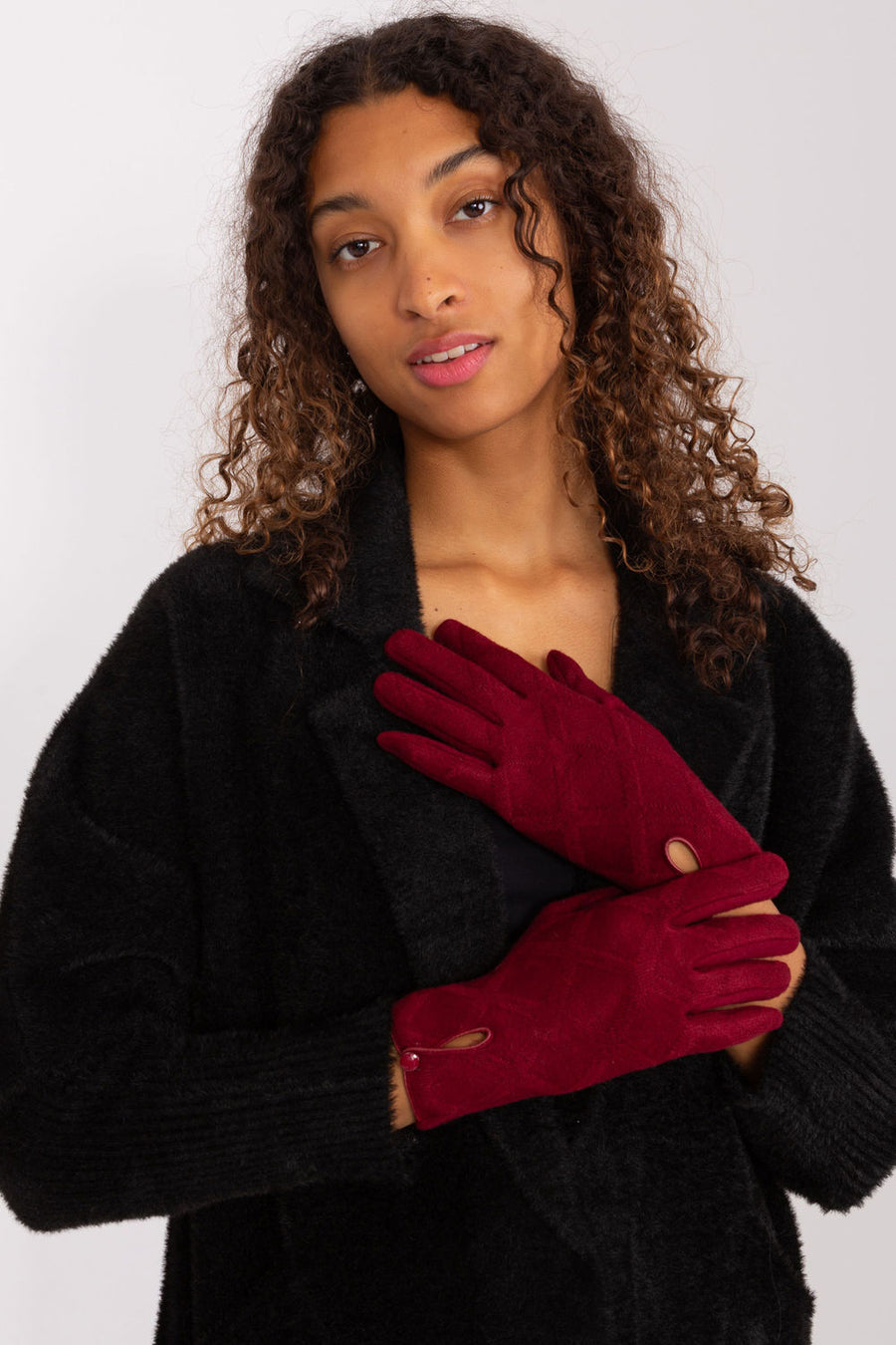 AT Burgundy Cut Out Gloves