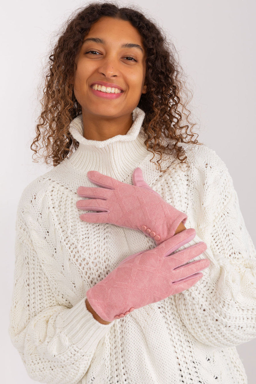 AT Light Pink Gloves with Buttons