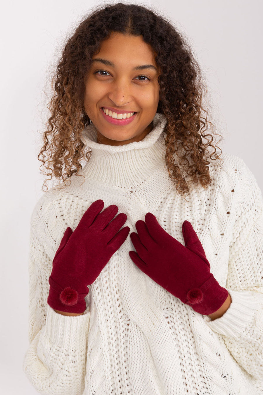 AT Burgundy Knitted Gloves