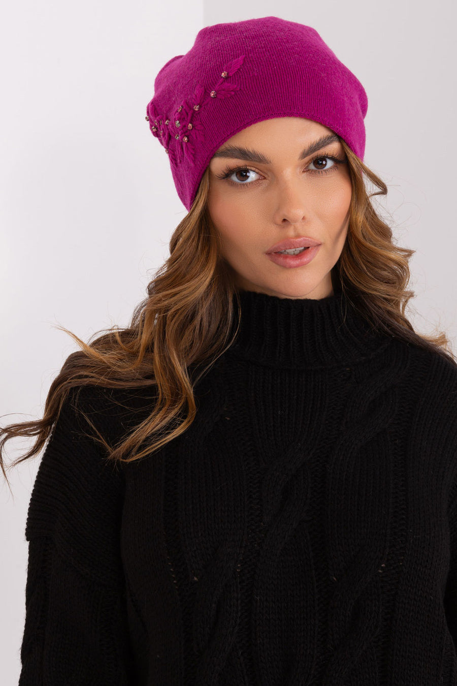 AT Fuchsia Knitted Beanie Hat