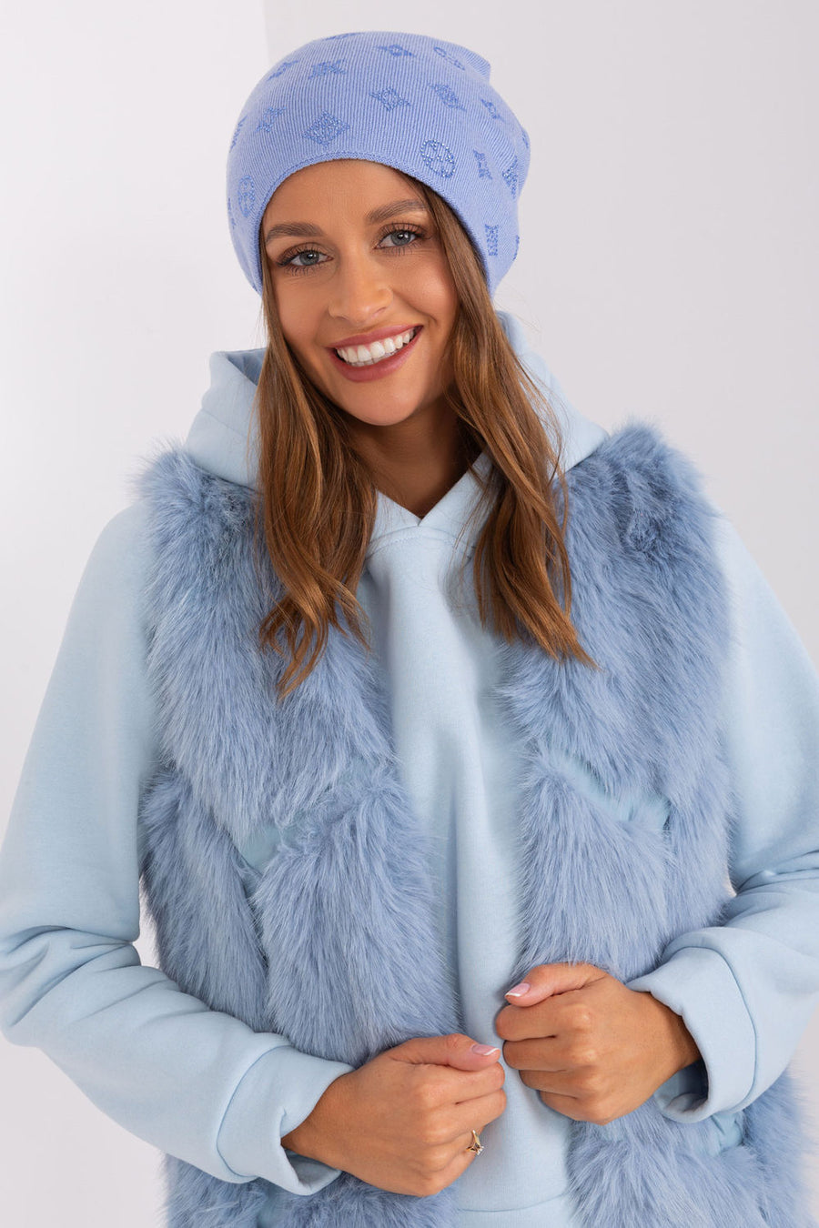 AT Blue Acrylic Beanie Hat
