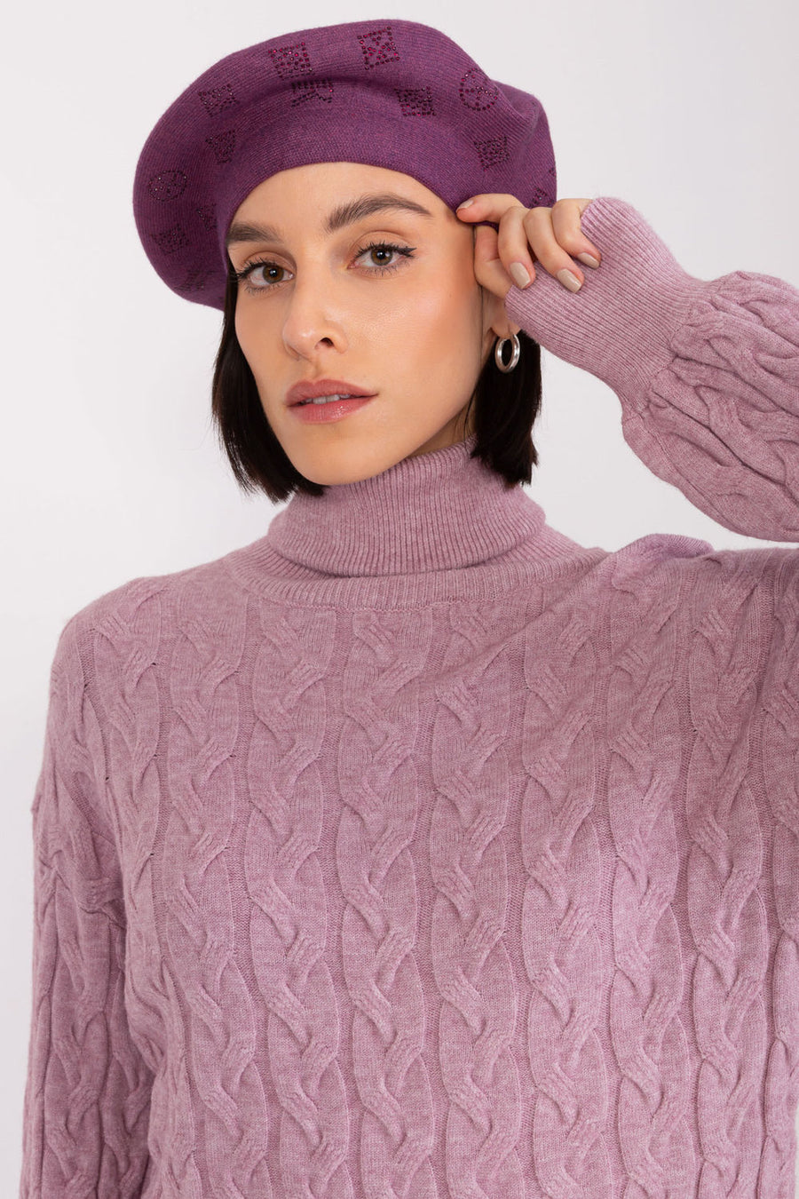AT Dark Violet Knitted Beret