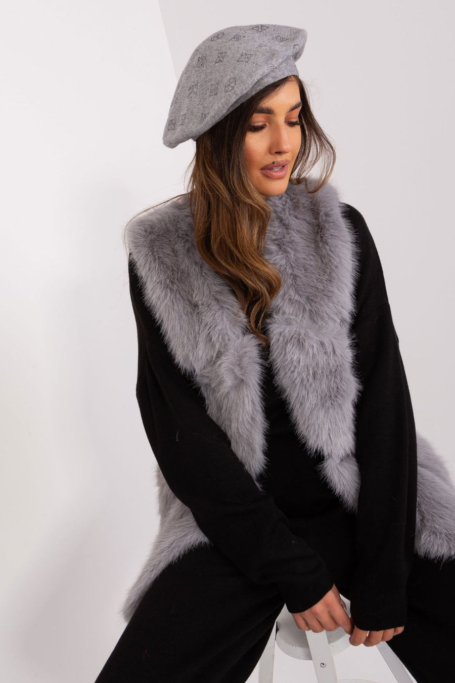 AT Grey Knitted Beret