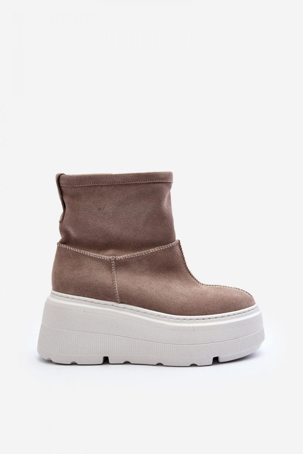 Step In Style Zazoo Beige Leather Platform Wedge Ankle Boots - view 3