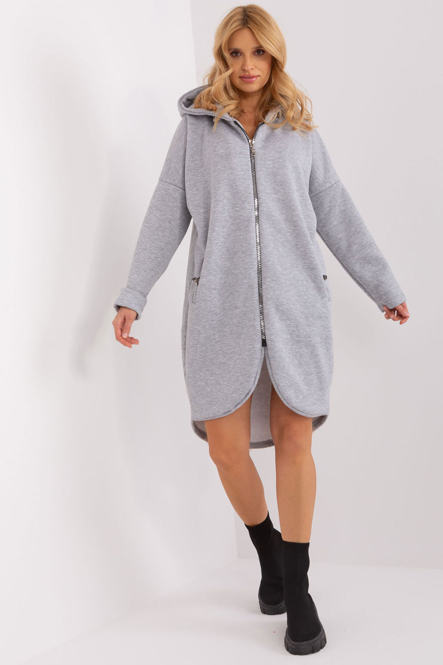 Relevance Grey Hooded Zip Up Sweatshirt