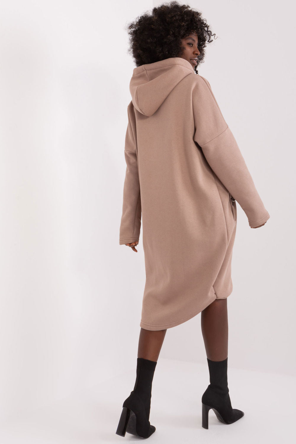 Relevance Dark Beige Hooded Zip Up Sweatshirt - view 3