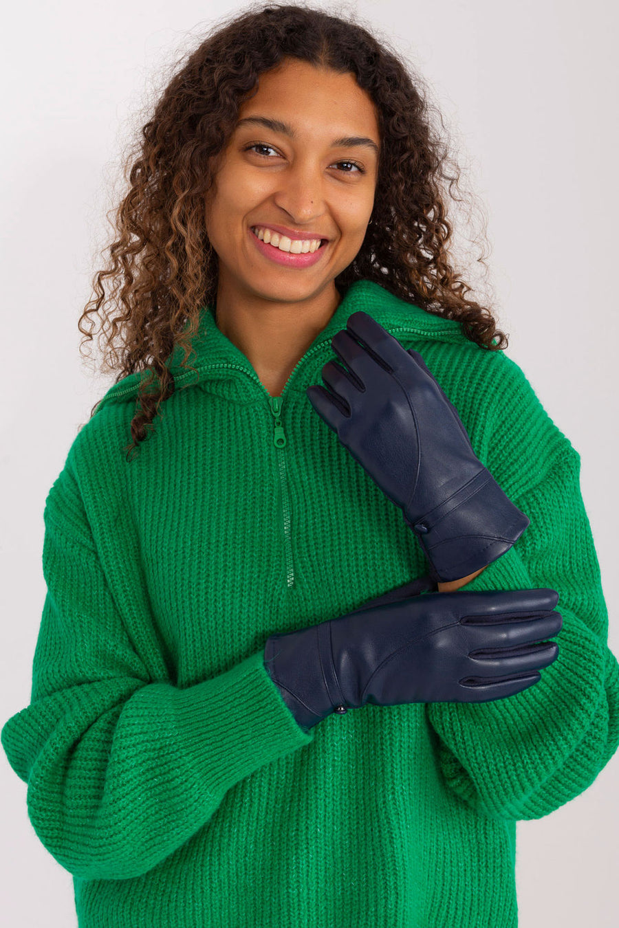 AT Navy Gloves with Buttons