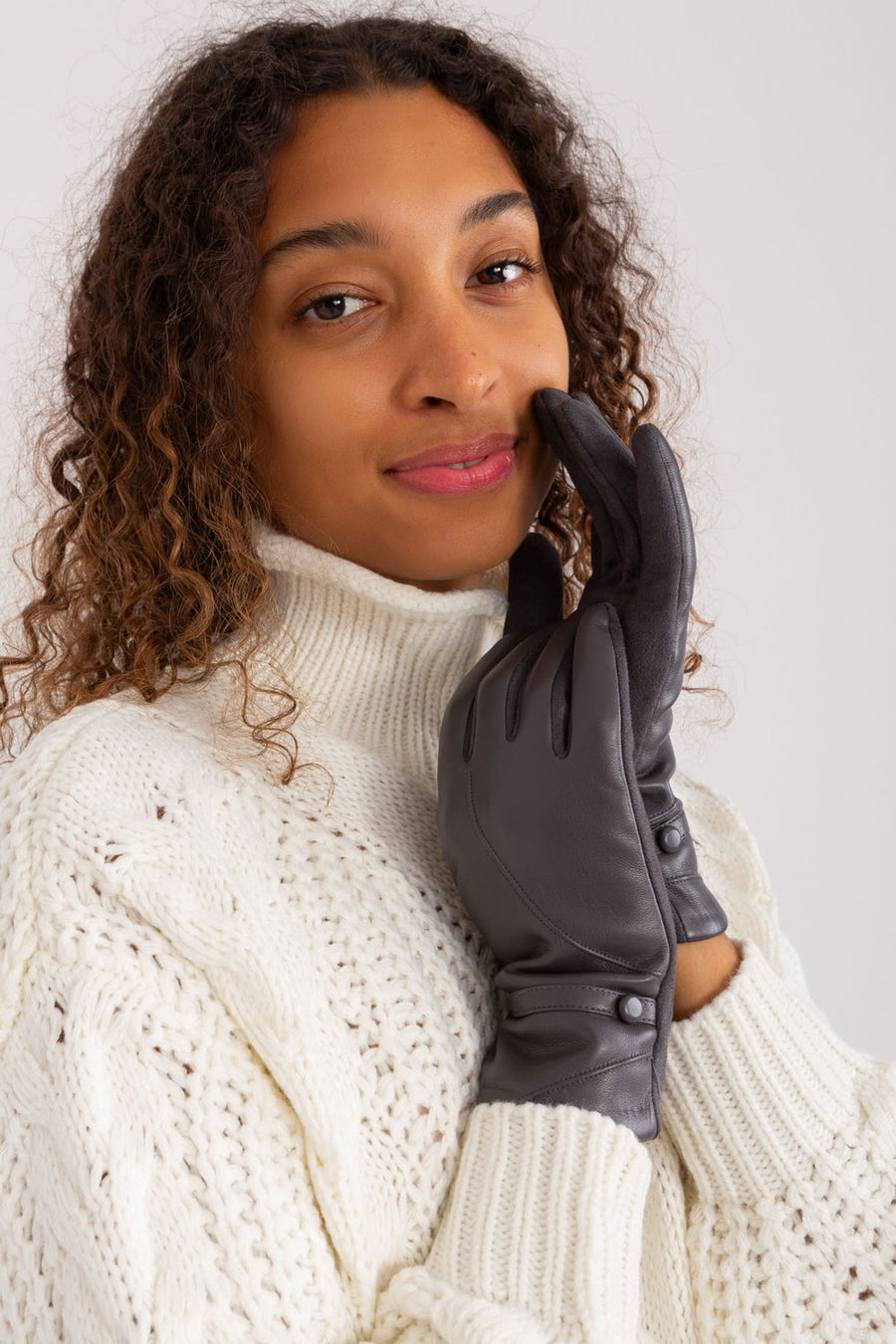 AT Dark Grey Polyurethane Gloves with Buttons