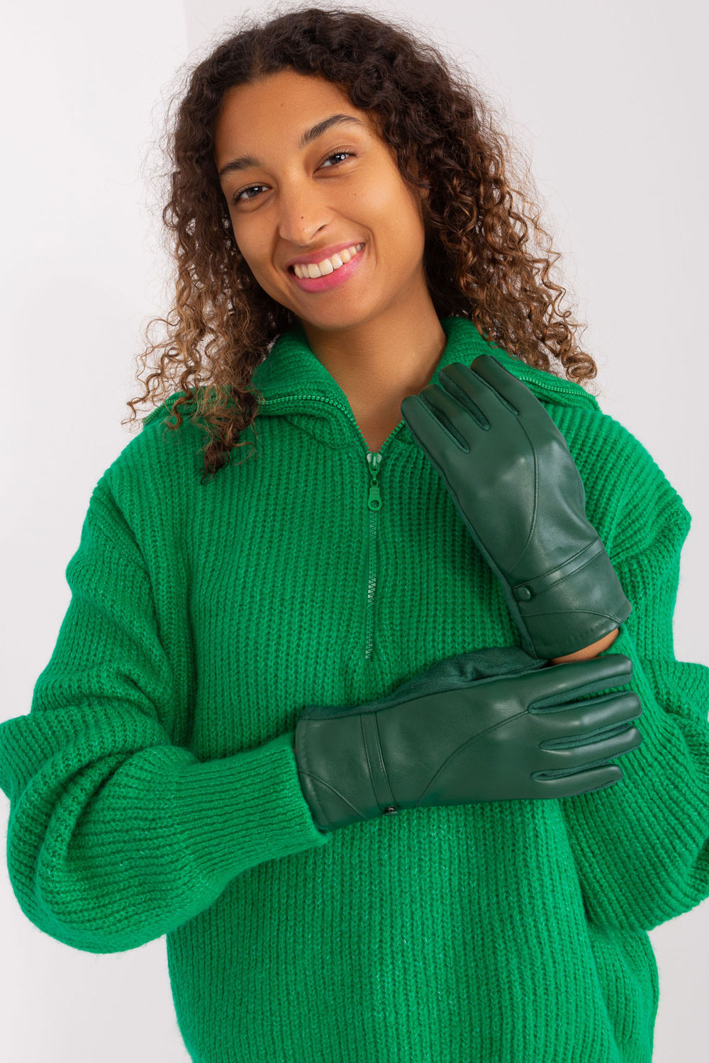 AT Dark Green Gloves with Buttons