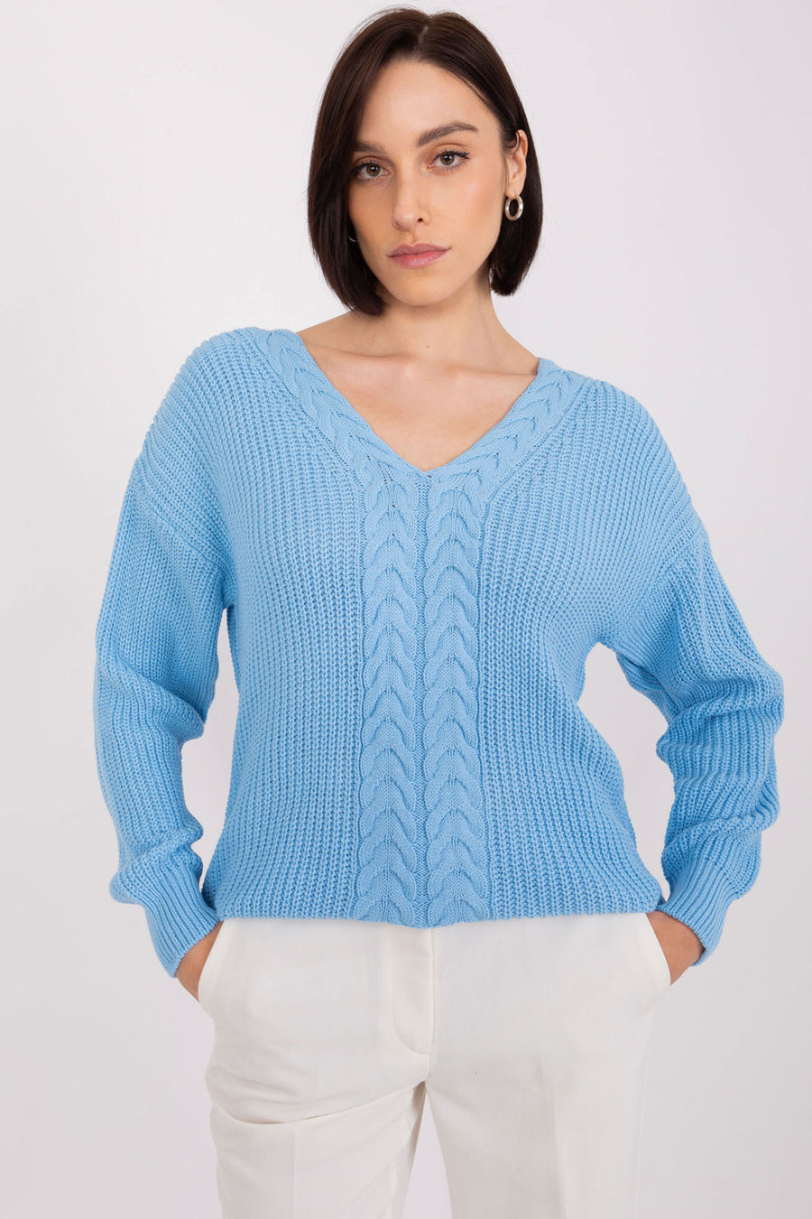 Badu Light Blue V-Neck Long Sleeve Jumper