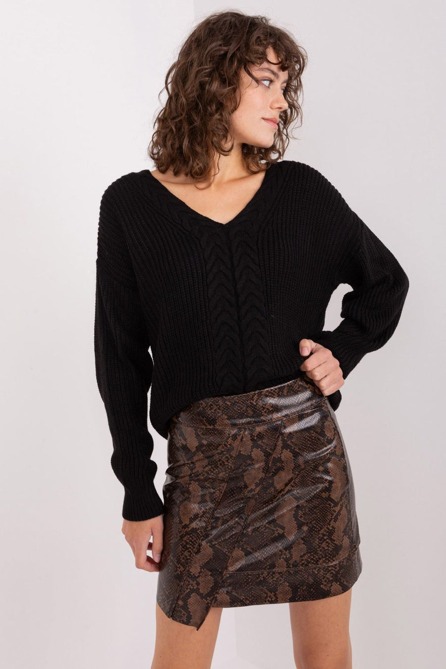 Badu Black V-Neck Long Sleeve Jumper