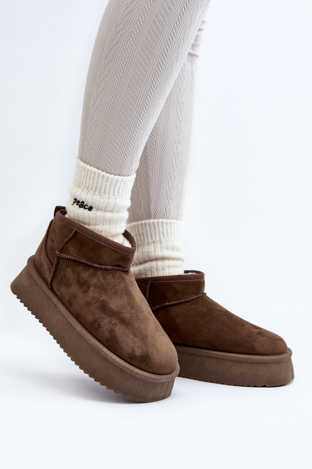 Step In Style Caliksa Dark Green Faux Suede Platform Snow Boots