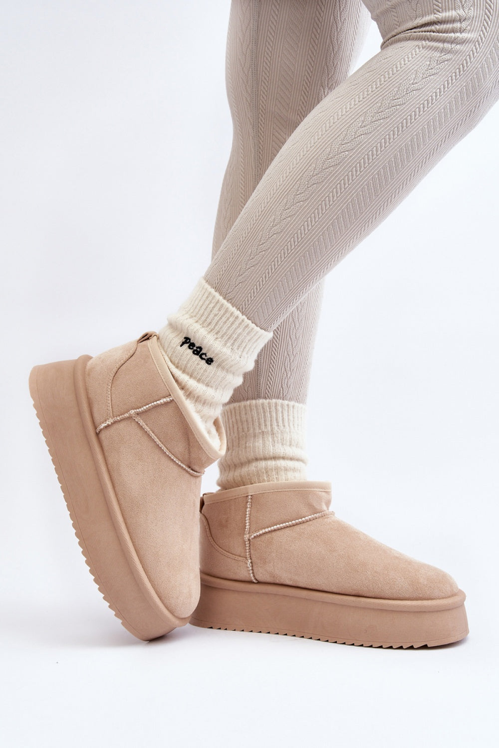 Step In Style Caliksa Beige Faux Suede Warm Lined Snow Boots - view 2