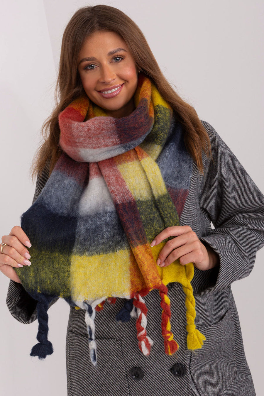 AT Yellow Loose Fit Polyester Shawl
