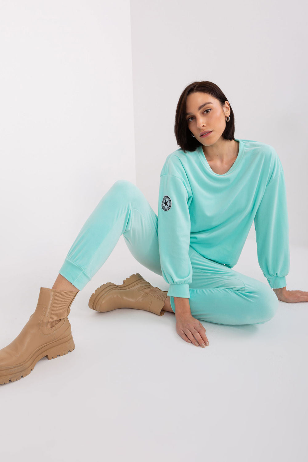Italy Moda Mint Velvet Long Sleeve Co-Ord Set